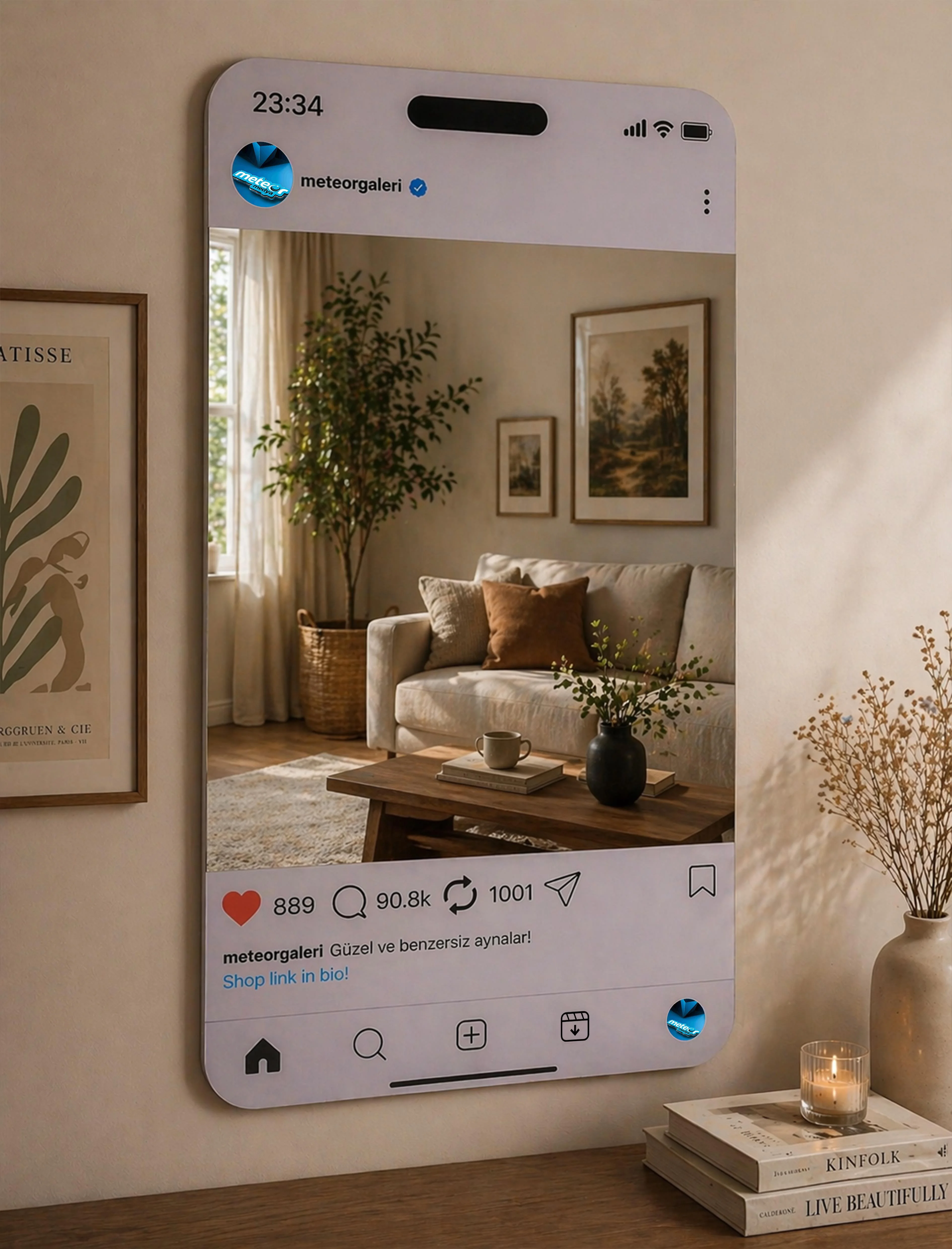 Instagram Temalı Lazer Kazımalı LED Ayna - 2