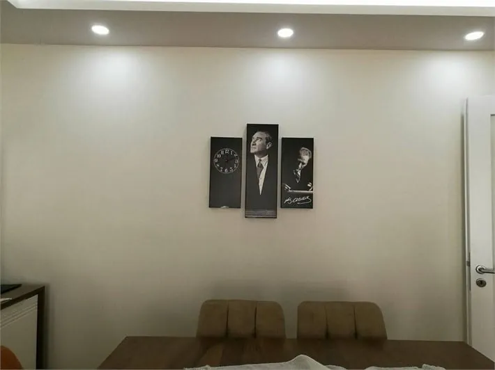 Atatürk 3 Parça Saatli Kanvas Tablo