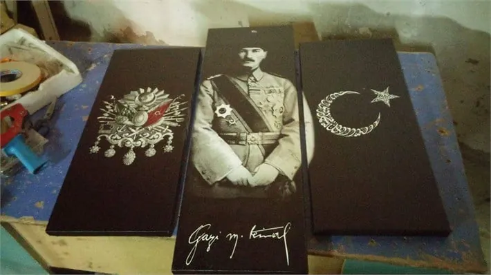 Atatürk Osmanlı Armas?? ve Tuğra Kanvas Tablo