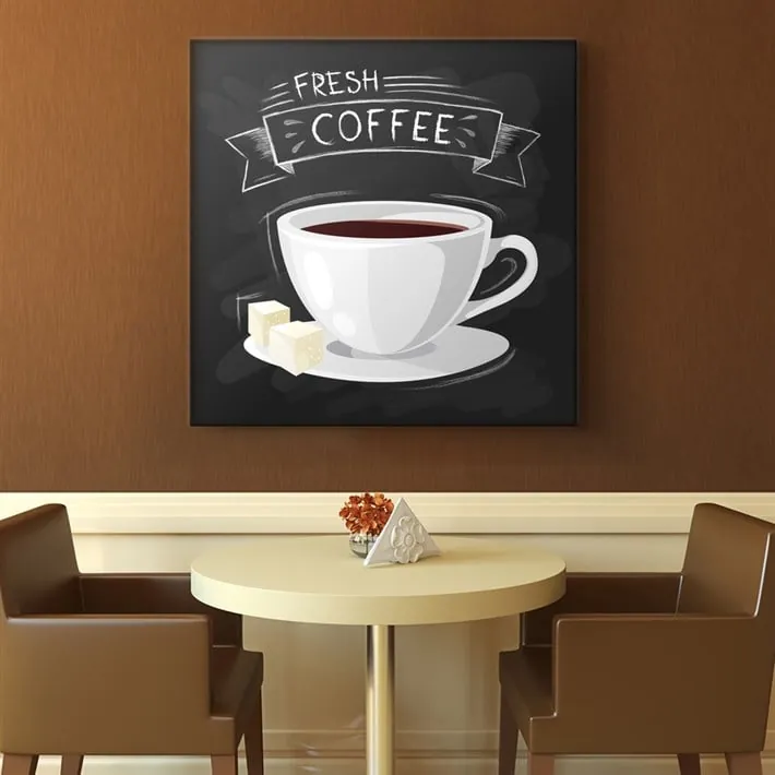??izimsel Kahve Fresh Coffee Kanvas Tablo