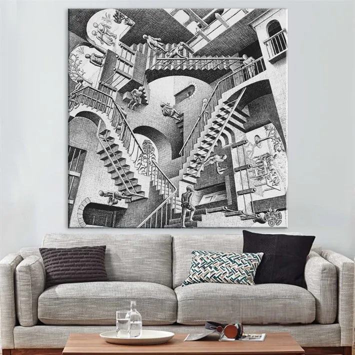 Escher Relativity Kanvas Tablosu