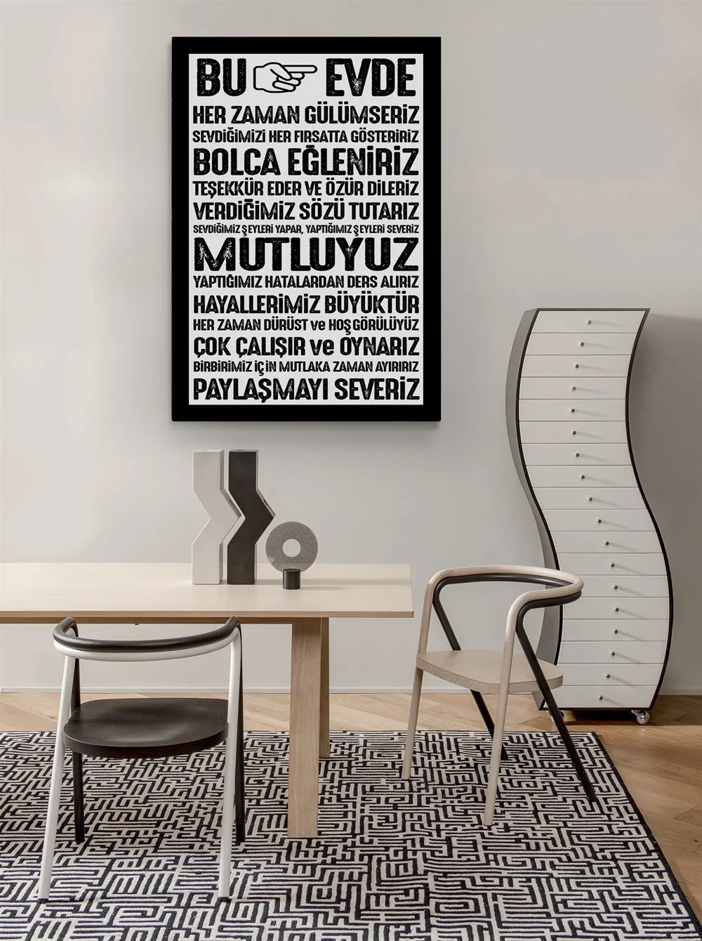 Ev ve Aile Kuralları Yazılı Kanvas Tablo