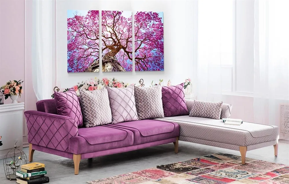 GÜçl?? Pembe Ağacı Kanvas Tablosu
