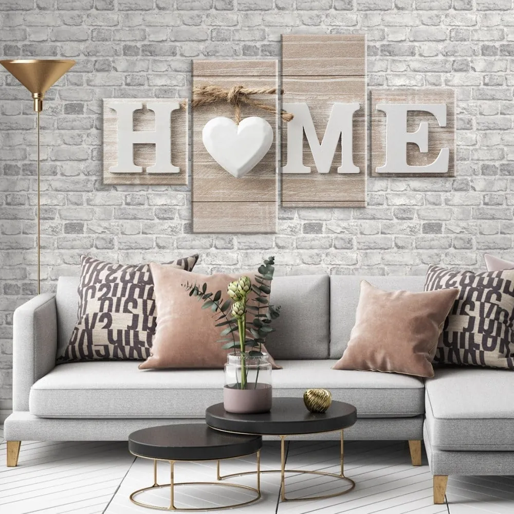 Home Yazılı Kalpli Kanvas Tablo
