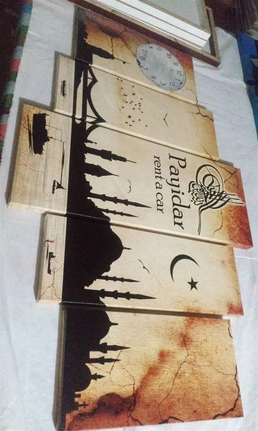 İstanbul Resimli Tuğral?? Saatli Kanvas Tablo