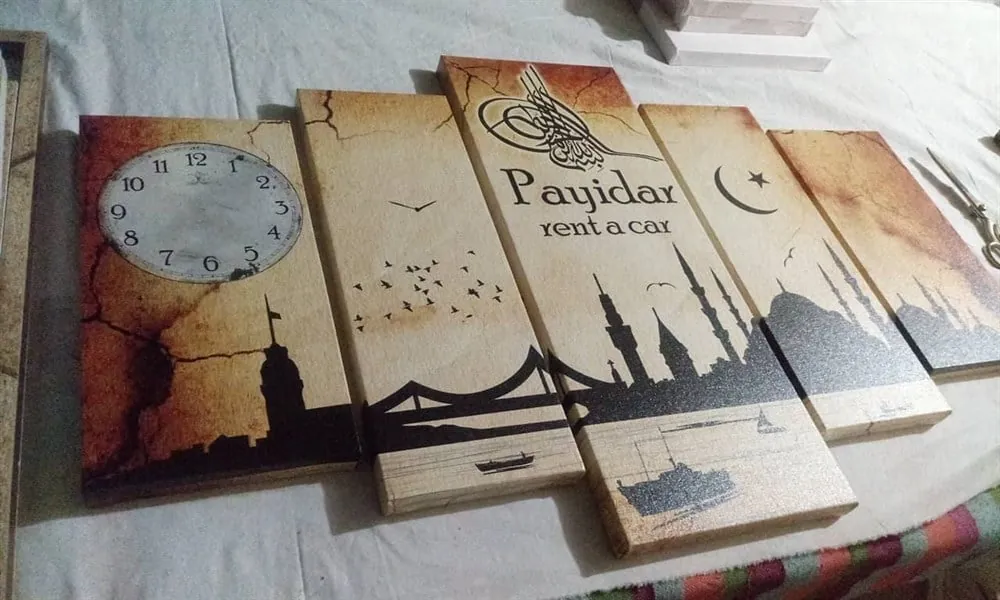 İstanbul Resimli Tuğral?? Saatli Kanvas Tablo