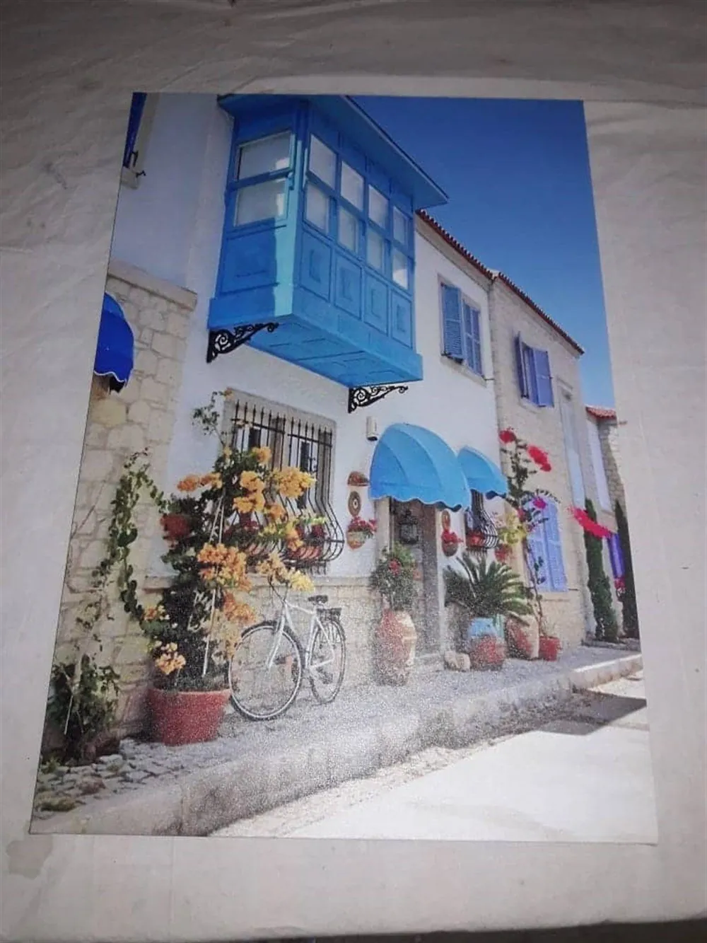 ??zmir Ala??at?? Çiçekli Evler Kanvas Tablosu