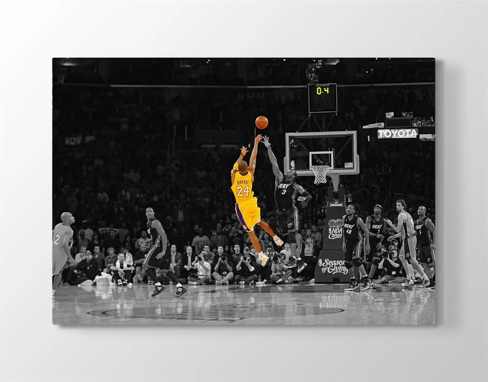 Kobe Bryant Basketbolcu Resimli Sarı Siyah Kanvas Tablo