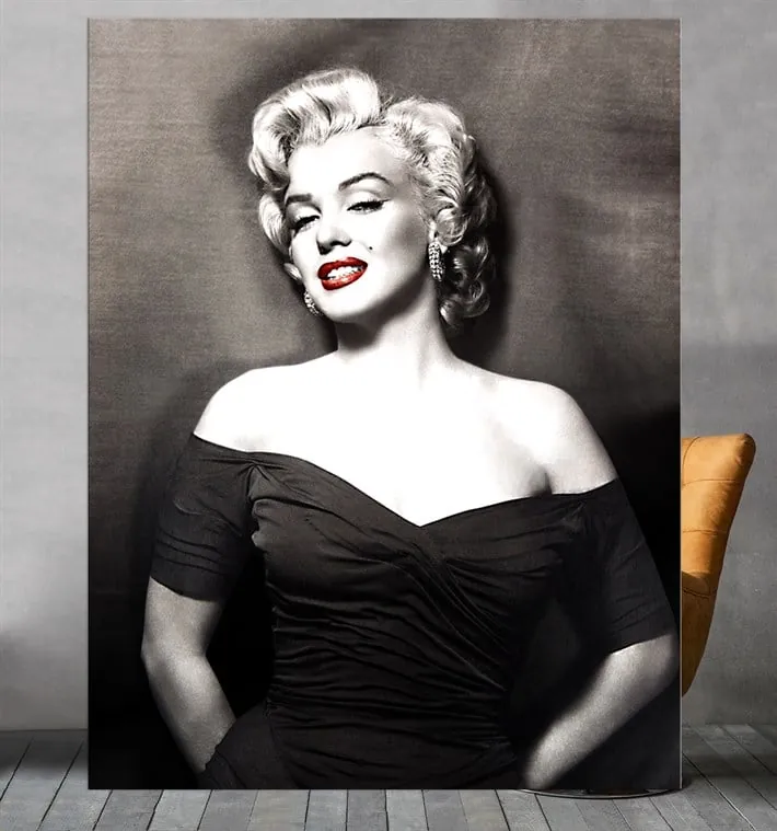 Marilyn Monroe Vintage Siyah Beyaz Kanvas Tablo
