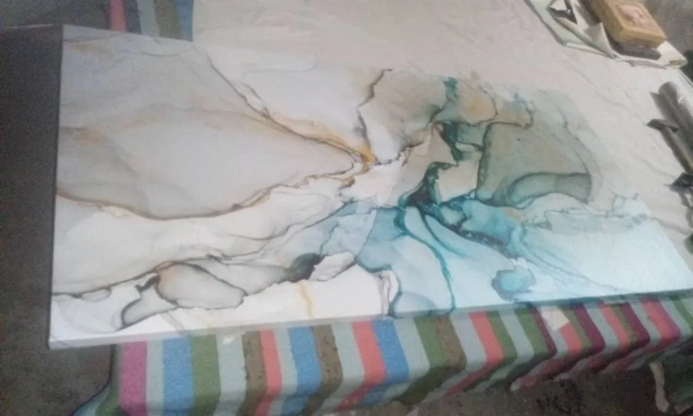 Mavi Renkli Sanatsal Desenli Kanvas Tablo