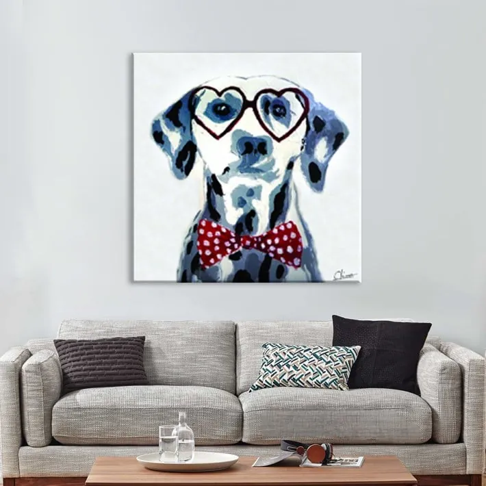 Papyonlu Tatlı Köpek Kanvas Tablo