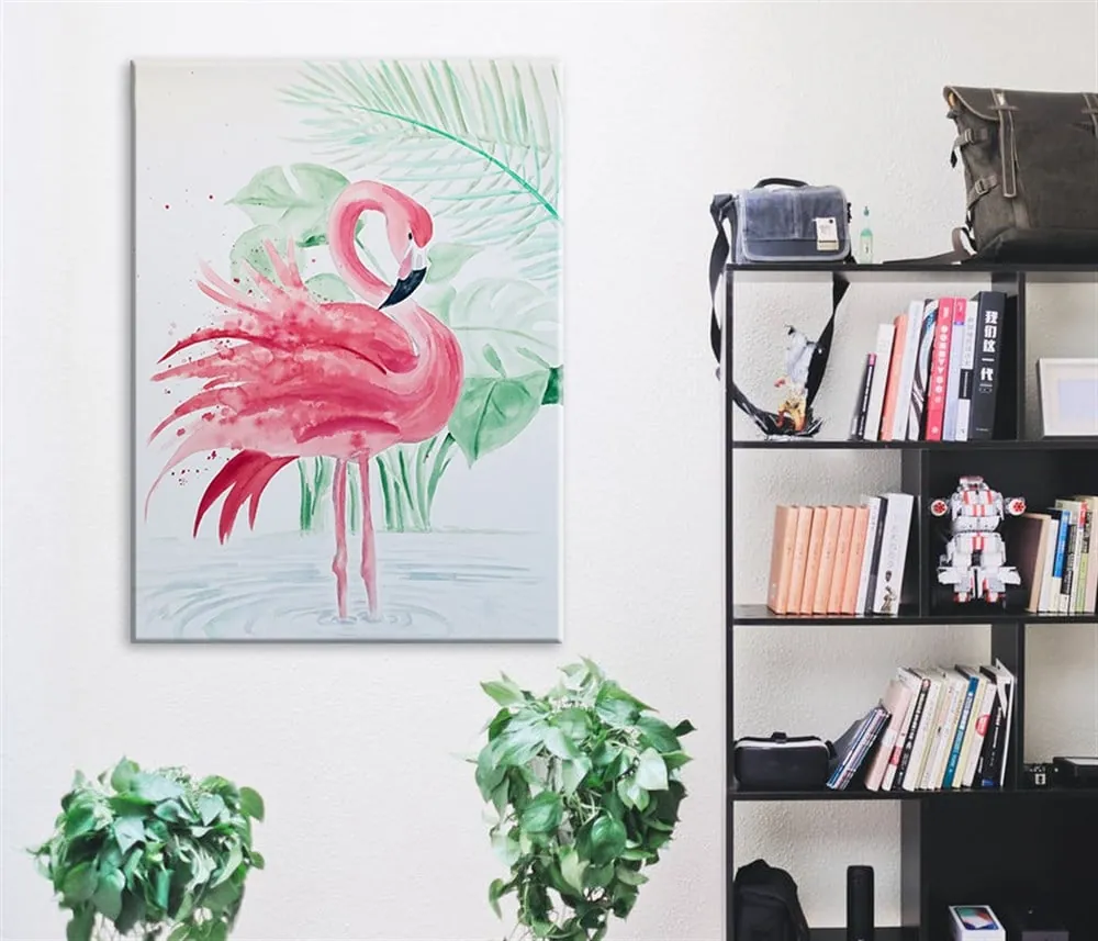 Pembe Flamingo Dekoratif Kanvas Tablo