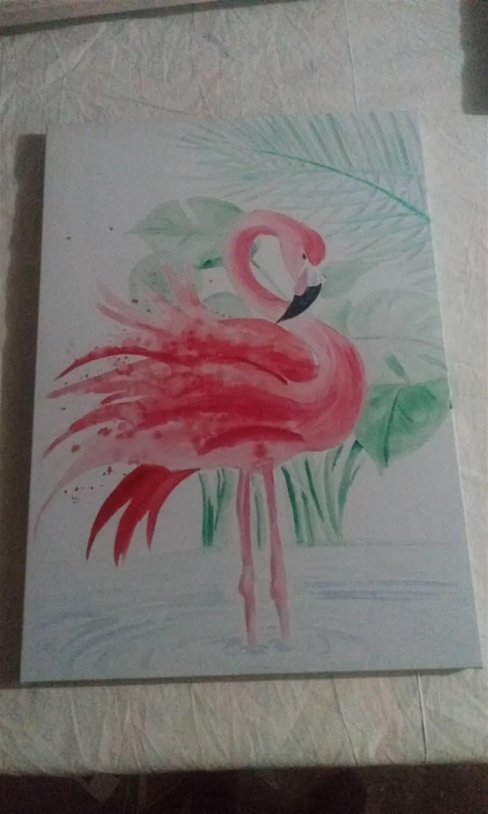 Pembe Flamingo Dekoratif Kanvas Tablo