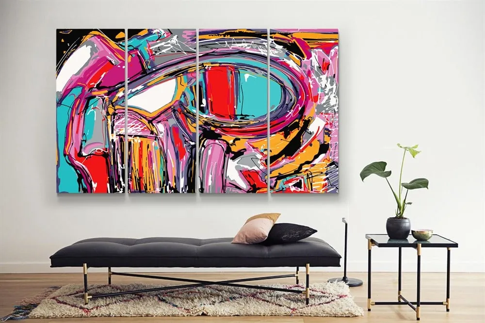 Rengarenk Soyut Sanatsal Abstract Kanvas Tablo