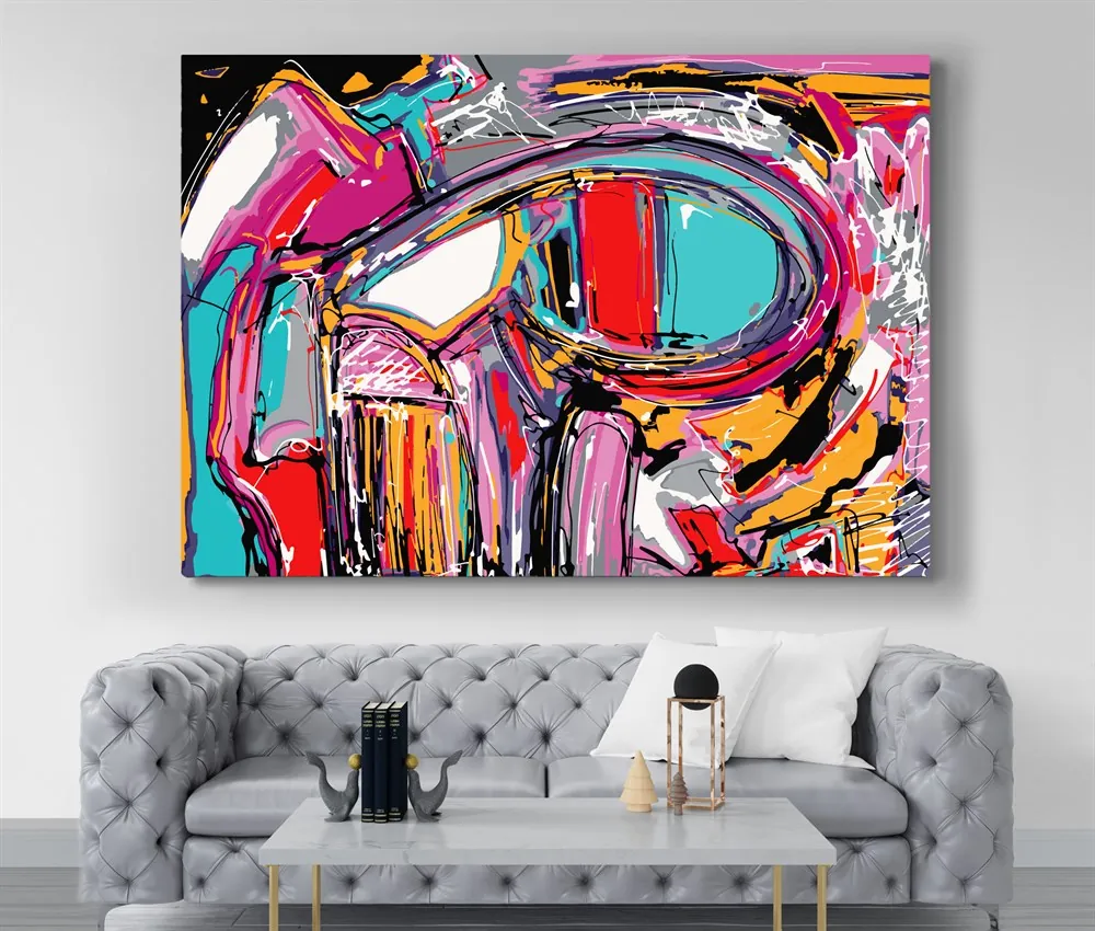 Rengarenk Soyut Sanatsal Abstract Kanvas Tablo