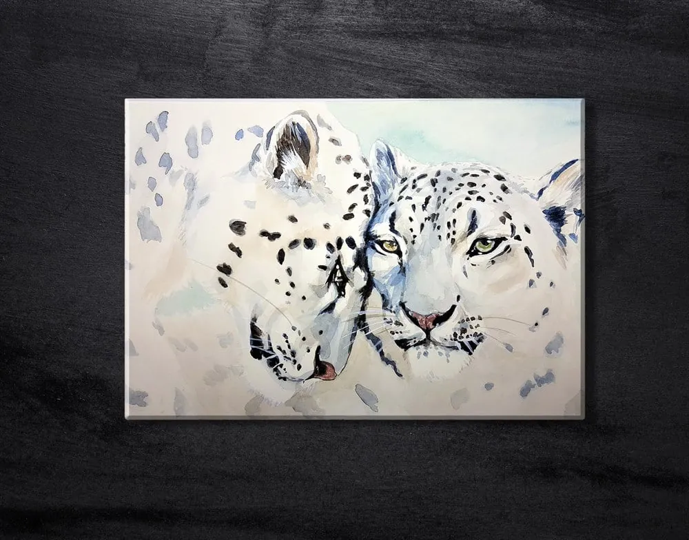 Suluboya Leopar Desenli Kanvas Tablo