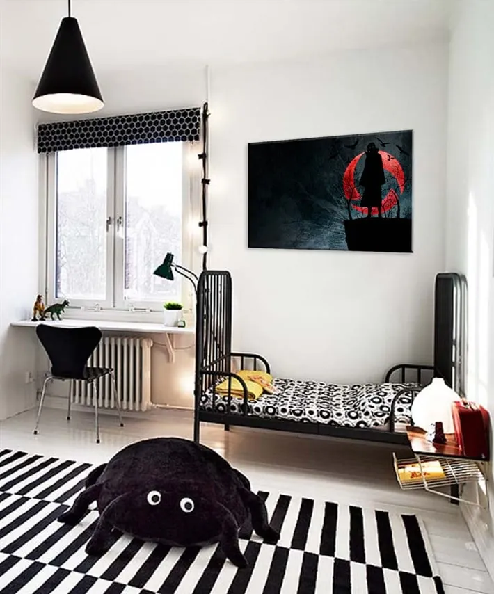 Uchiha ??tachi Anime Sil??et Tek Parça Kanvas Tablo