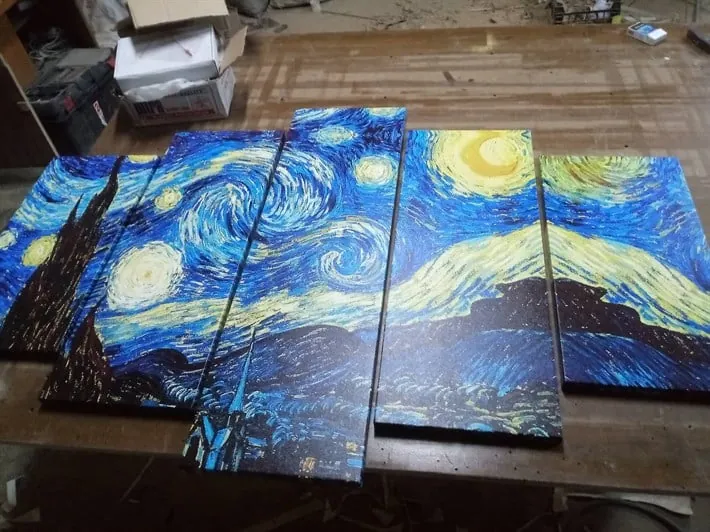 Van Gogh Y??ld??zl?? Gece 5 Parça Kanvas Tablo