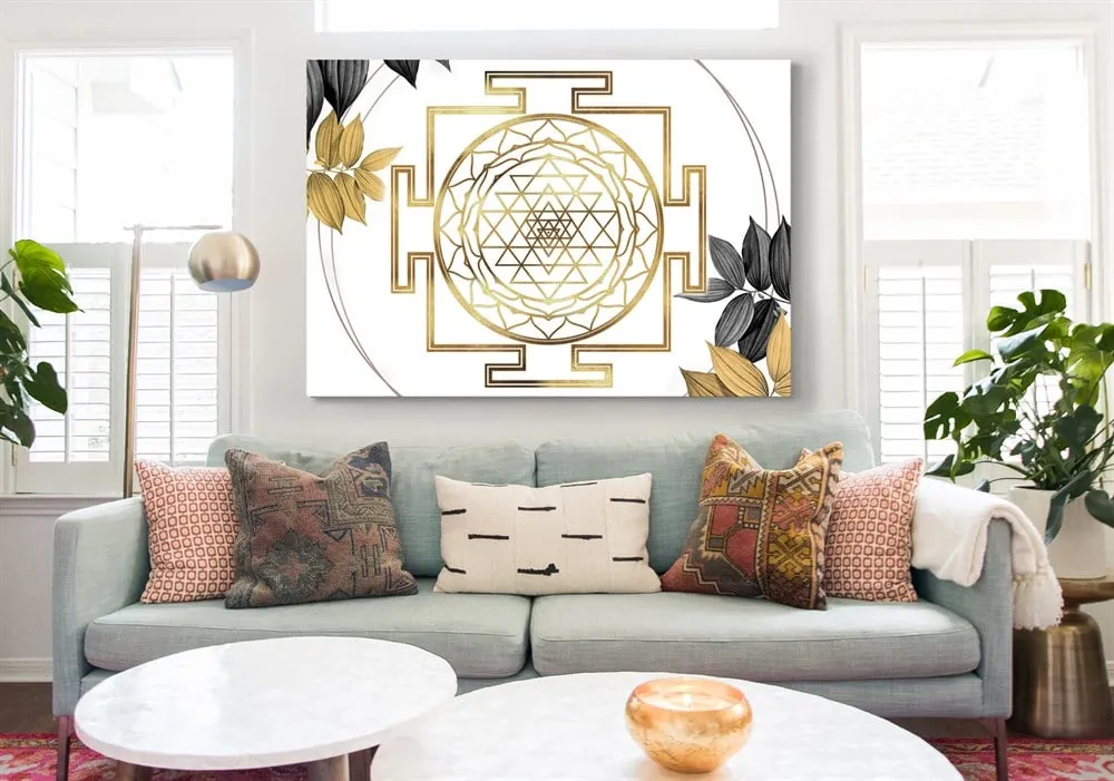 Ya??am ??i??e??i Duvar Sanatı, Ya??am ??i??e??i Tablosu, Altın Oran Kutsal Geometri Sri Yantra Kanvas Tablo