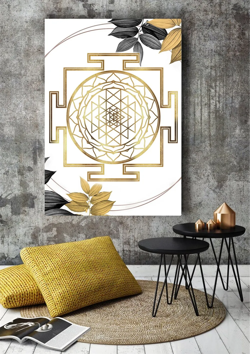 Ya??am ??i??e??i Duvar Sanatı, Ya??am ??i??e??i Tablosu, Altın Oran Kutsal Geometri Sri Yantra Kanvas Tablo
