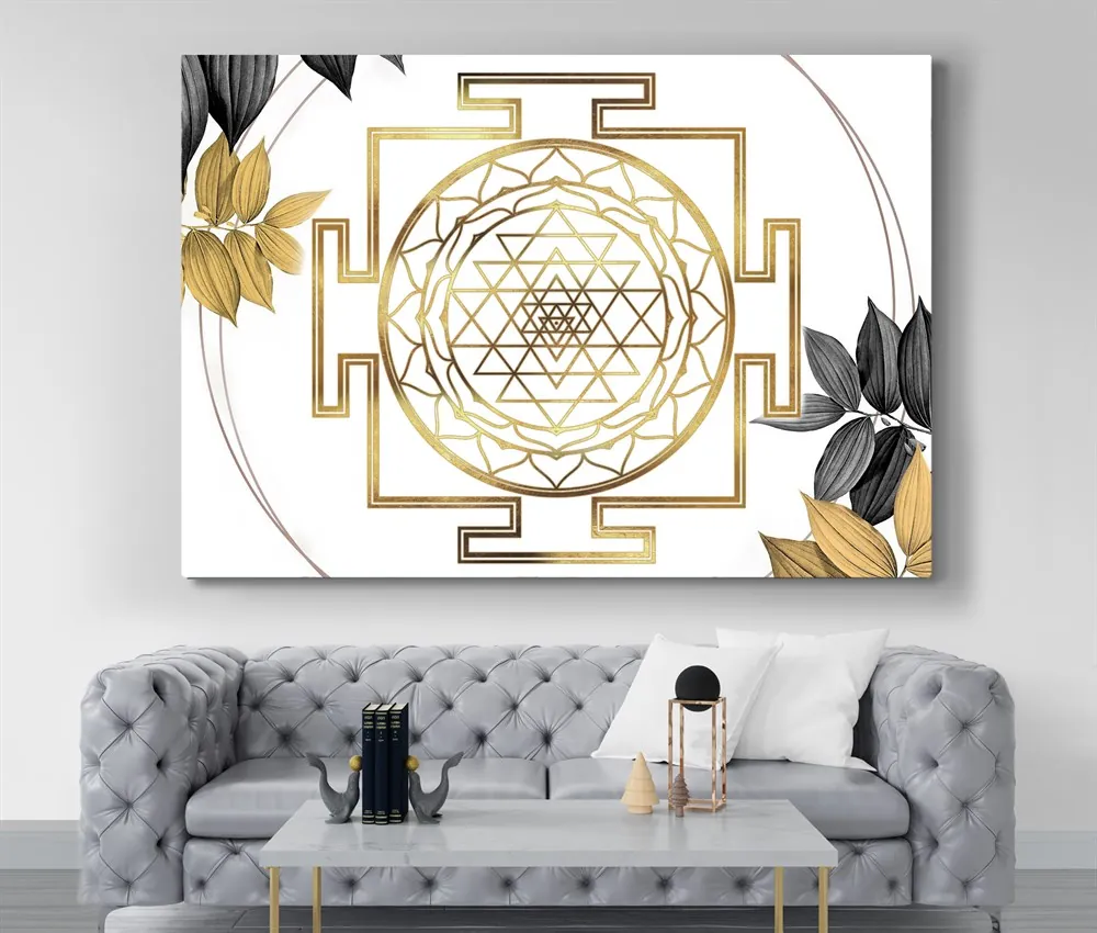 Ya??am ??i??e??i Duvar Sanatı, Ya??am ??i??e??i Tablosu, Altın Oran Kutsal Geometri Sri Yantra Kanvas Tablo