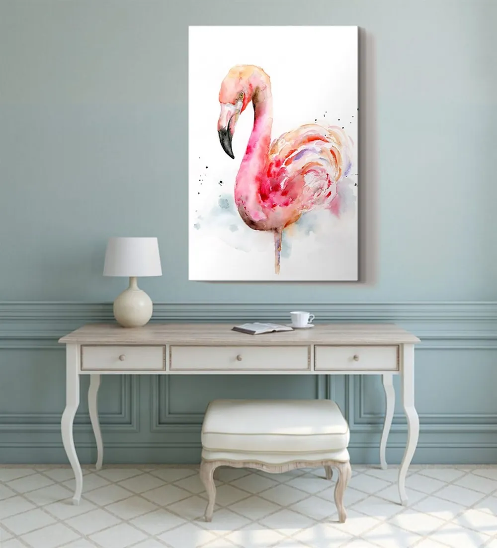 Zarif Pembe Flamingo Kanvas Tablo